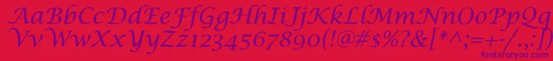 SaintgermainCalligraphy-Schriftart – Violette Schriften auf rotem Hintergrund