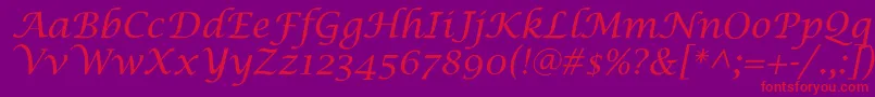 SaintgermainCalligraphy Font – Red Fonts on Purple Background