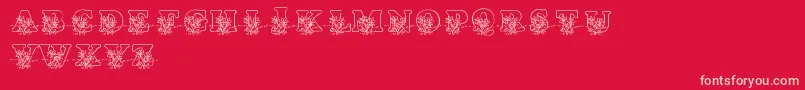 LmsLovesMe-fontti – vaaleanpunaiset fontit punaisella taustalla