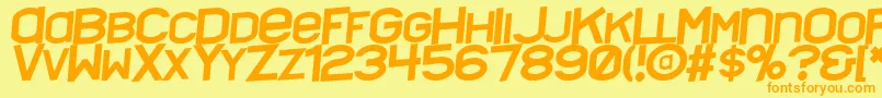 Nyctalopiatilt-Schriftart – Orangefarbene Schriften auf gelbem Hintergrund
