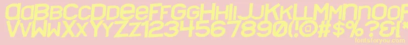 Nyctalopiatilt-Schriftart – Gelbe Schriften auf rosa Hintergrund