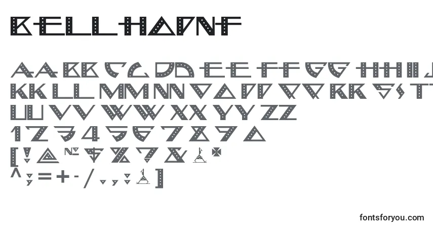 Czcionka Bellhopnf (85788) – alfabet, cyfry, specjalne znaki