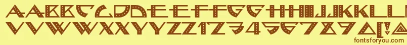 フォントBellhopnf – 茶色の文字が黄色の背景にあります。