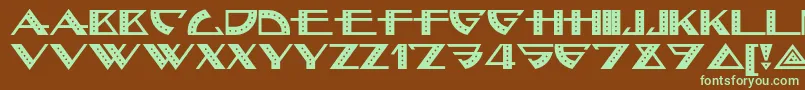 フォントBellhopnf – 緑色の文字が茶色の背景にあります。