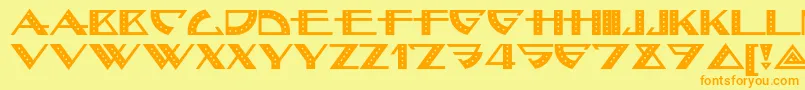 フォントBellhopnf – オレンジの文字が黄色の背景にあります。