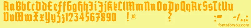 Potsdam-Schriftart – Orangefarbene Schriften auf gelbem Hintergrund