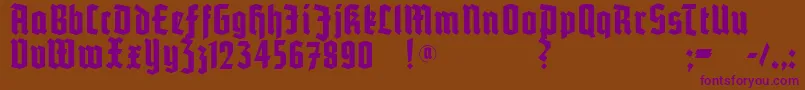 Potsdam-Schriftart – Violette Schriften auf braunem Hintergrund