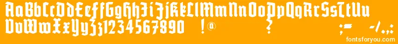 Potsdam-Schriftart – Weiße Schriften auf orangefarbenem Hintergrund