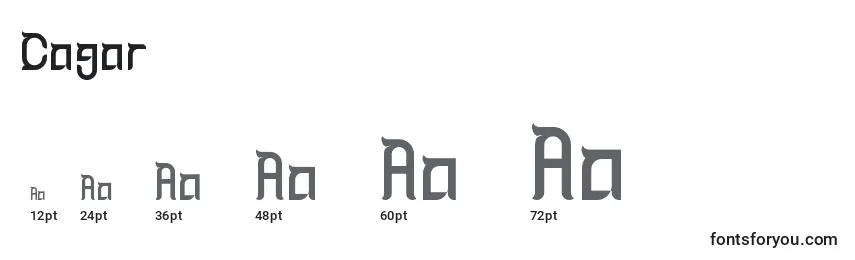 Größen der Schriftart Cagar