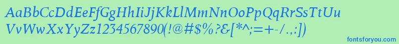 OctavianmtItalic Font – Blue Fonts on Green Background