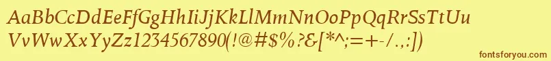 OctavianmtItalic Font – Brown Fonts on Yellow Background