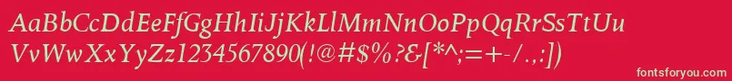 OctavianmtItalic Font – Green Fonts on Red Background