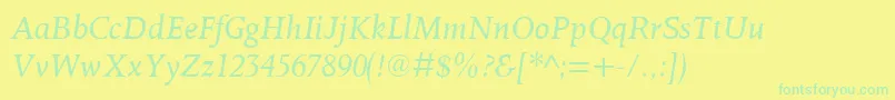 OctavianmtItalic Font – Green Fonts on Yellow Background