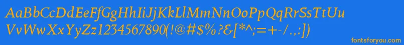 OctavianmtItalic Font – Orange Fonts on Blue Background