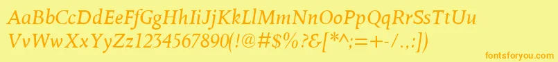 OctavianmtItalic Font – Orange Fonts on Yellow Background