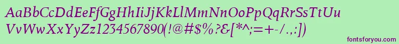 More about OctavianmtItalic Font OctavianmtItalic Font – Purple Fonts on Green Background