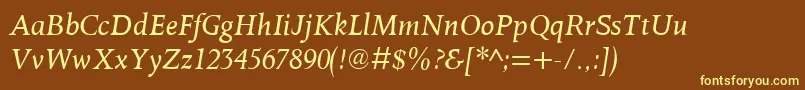 OctavianmtItalic Font – Yellow Fonts on Brown Background