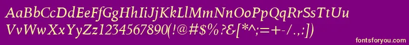 OctavianmtItalic Font – Yellow Fonts on Purple Background