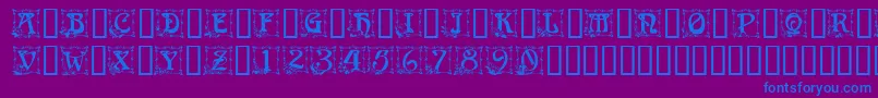 CapitularFloral-Schriftart – Blaue Schriften auf violettem Hintergrund