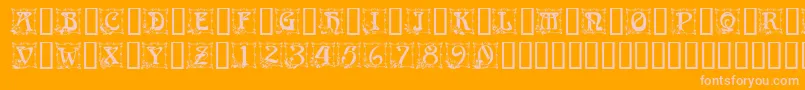 CapitularFloral-Schriftart – Rosa Schriften auf orangefarbenem Hintergrund