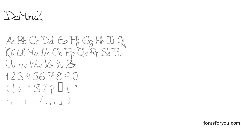 Schriftart DeManu2 – Alphabet, Zahlen, spezielle Symbole