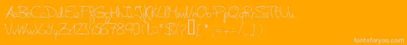 DeManu2-Schriftart – Rosa Schriften auf orangefarbenem Hintergrund