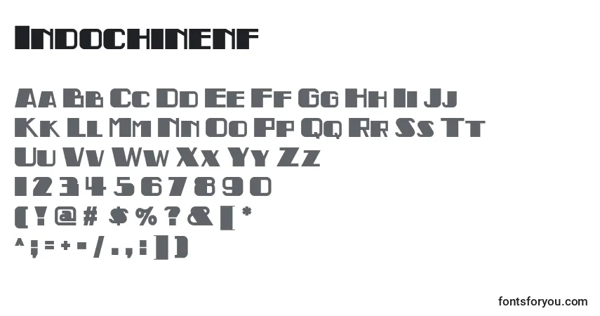 A fonte Indochinenf (85800) – alfabeto, números, caracteres especiais