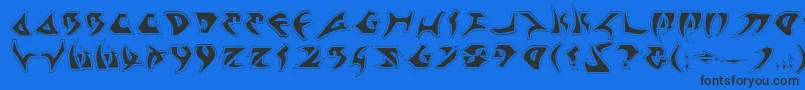 Kahless2p-Schriftart – Schwarze Schriften auf blauem Hintergrund