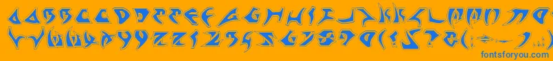 Kahless2p-Schriftart – Blaue Schriften auf orangefarbenem Hintergrund