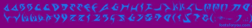 Kahless2p-Schriftart – Blaue Schriften auf violettem Hintergrund