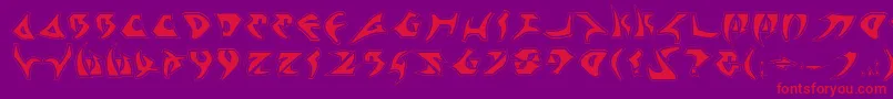 Kahless2p-Schriftart – Rote Schriften auf violettem Hintergrund