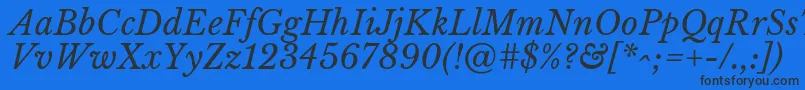 LibrebaskervilleItalic Font – Black Fonts on Blue Background