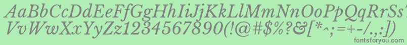 Fonte LibrebaskervilleItalic – fontes cinzas em um fundo verde