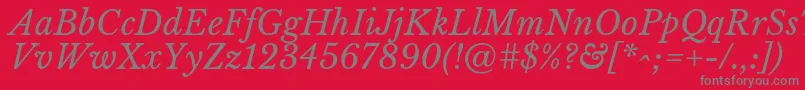 フォントLibrebaskervilleItalic – 赤い背景に灰色の文字