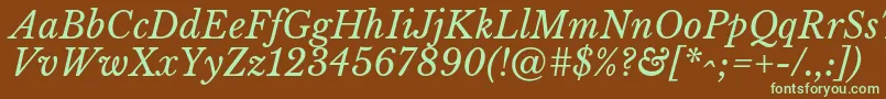 LibrebaskervilleItalic Font – Green Fonts on Brown Background