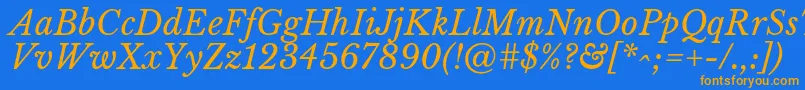 Fonte LibrebaskervilleItalic – fontes laranjas em um fundo azul