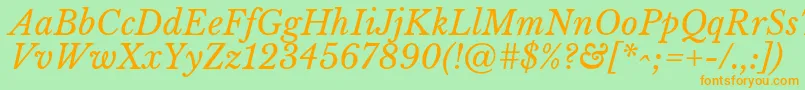 LibrebaskervilleItalic Font – Orange Fonts on Green Background