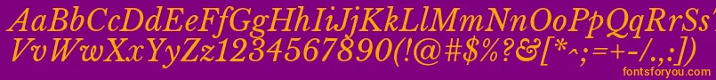 Police LibrebaskervilleItalic – polices orange sur fond violet