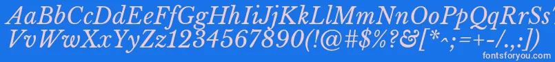 Fonte LibrebaskervilleItalic – fontes rosa em um fundo azul