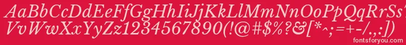 Fonte LibrebaskervilleItalic – fontes rosa em um fundo vermelho