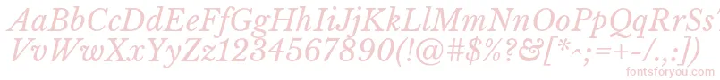 Fonte LibrebaskervilleItalic – fontes rosa em um fundo branco