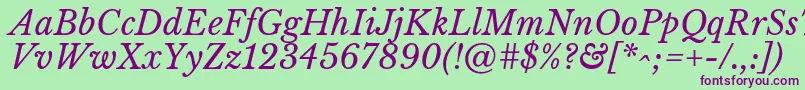 LibrebaskervilleItalic Font – Purple Fonts on Green Background