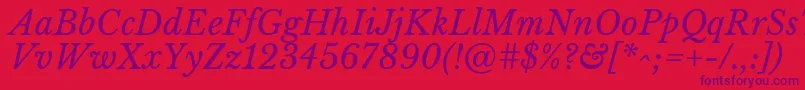 LibrebaskervilleItalic Font – Purple Fonts on Red Background