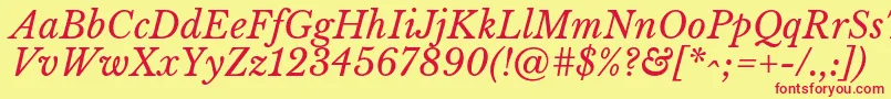 fuente LibrebaskervilleItalic – Fuentes Rojas Sobre Fondo Amarillo