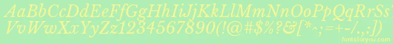 LibrebaskervilleItalic Font – Yellow Fonts on Green Background