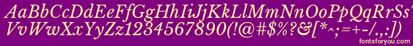 LibrebaskervilleItalic Font – Yellow Fonts on Purple Background