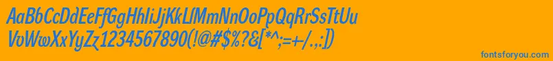 DynagroteskdcItalic Font – Blue Fonts on Orange Background