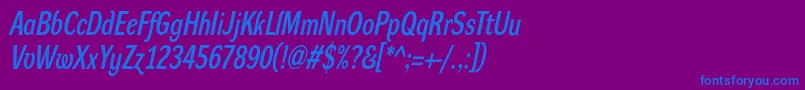 DynagroteskdcItalic Font – Blue Fonts on Purple Background