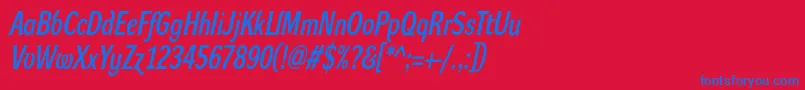 DynagroteskdcItalic Font – Blue Fonts on Red Background