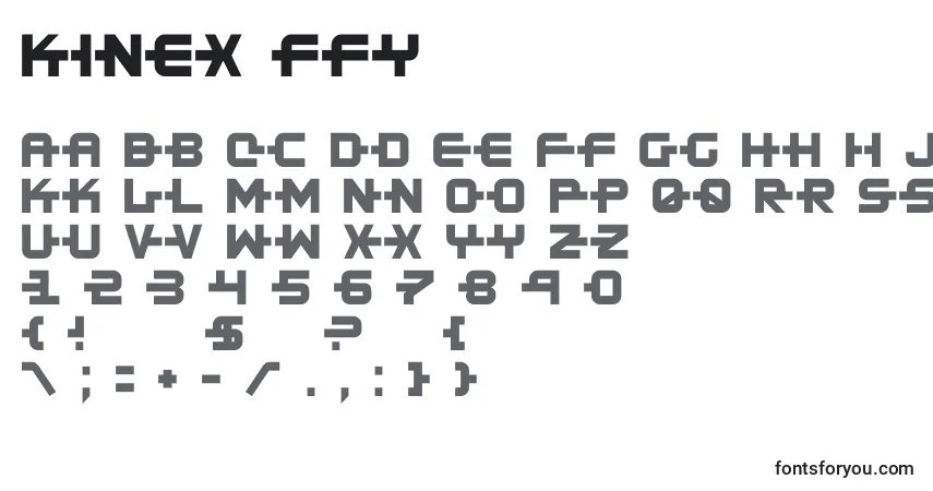A fonte Kinex ffy – alfabeto, números, caracteres especiais